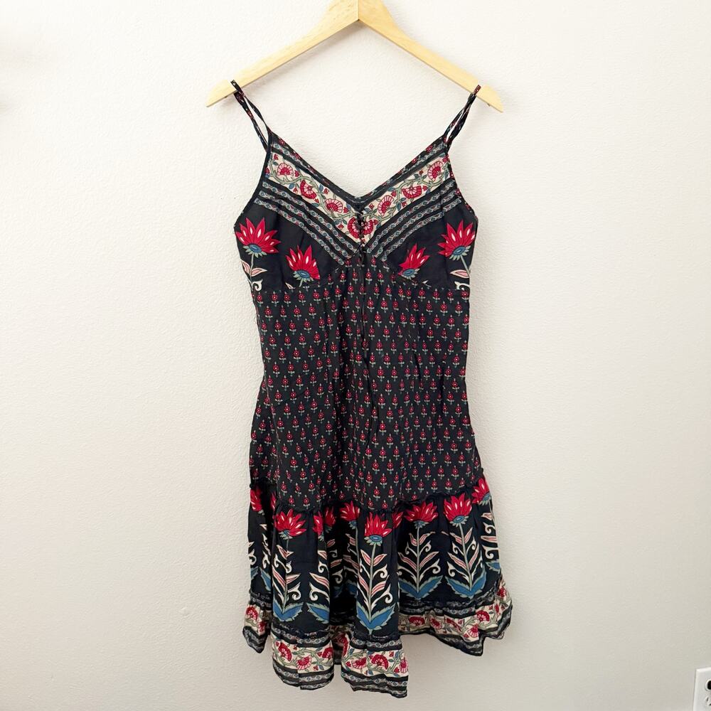 SOLITAIRE x ANTHROPOLOGIE | Boho Patterned Spaghetti Strap Dress Floral | Large